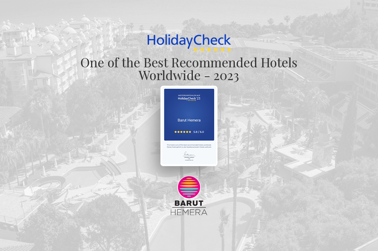 BARUT HEMERA WINS “ONE OF THE BEST RECOMMENDED HOTELS WORLDWIDE” AWARD FROM HOLIDAYCHECK 